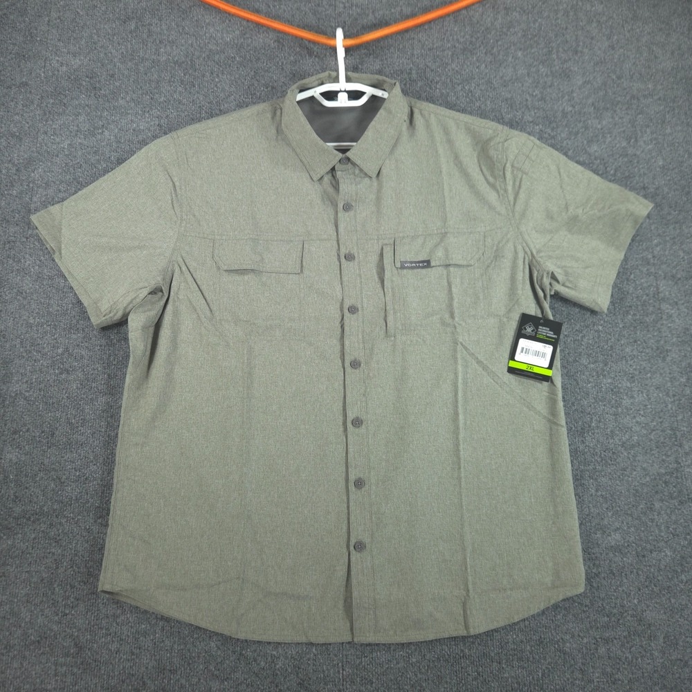 Vortex Mens 2XL Short Sleeve Shirt UPF Sun Protection Olive Green Outdoor Hiking